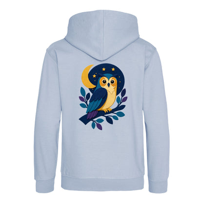 Owl in the Moonlight Kids' Hoodie - Felt & Fauna Sky Blue colour variant image