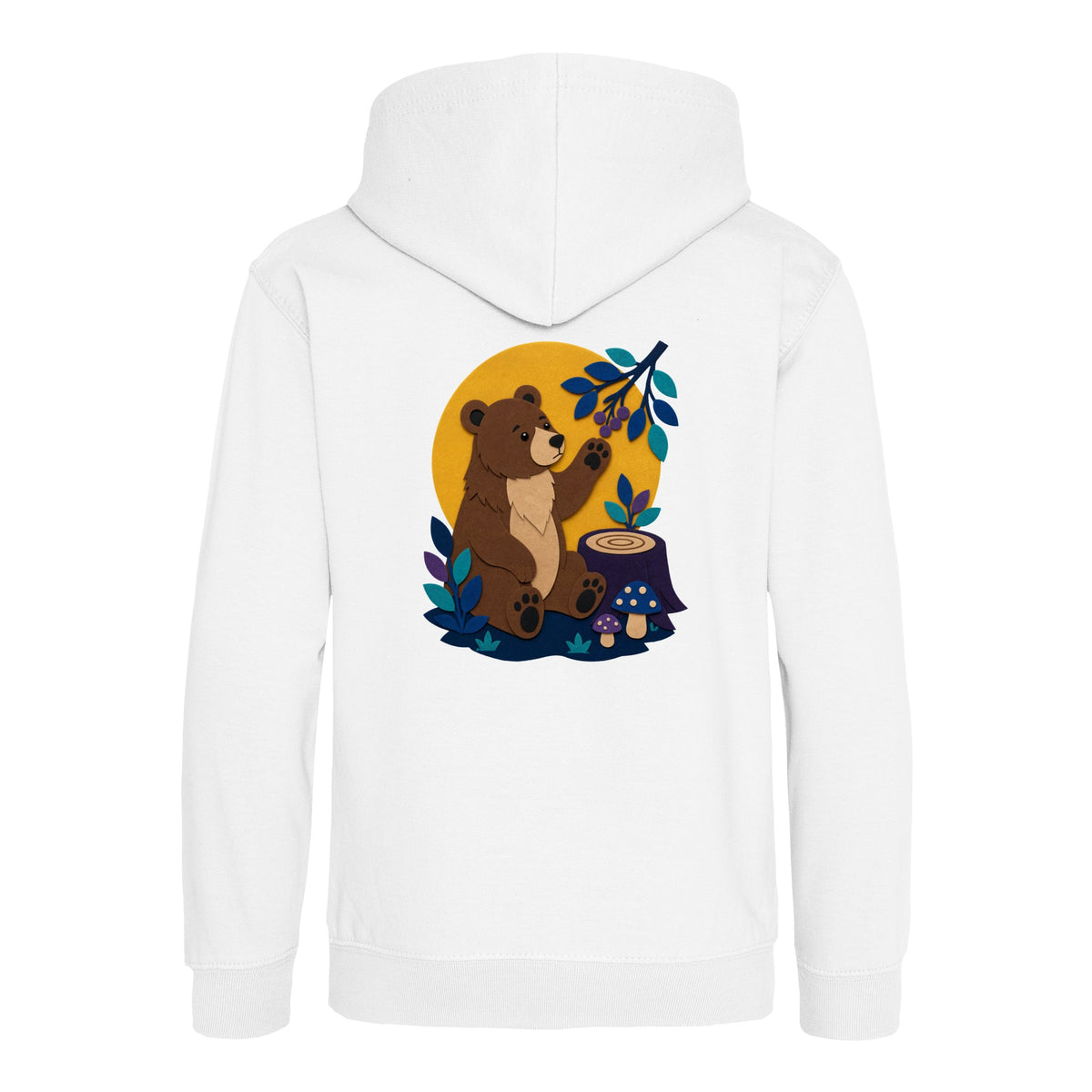 Bear's Woodland Wave Kids' Hoodie - Felt & Fauna Arctic White colour variant image