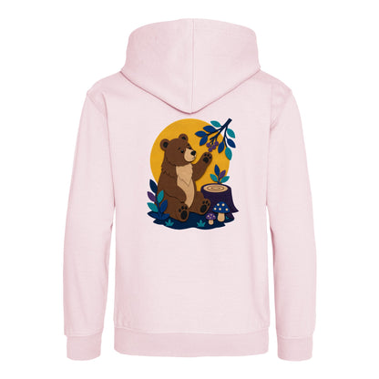 Bear's Woodland Wave Kids' Hoodie - Felt & Fauna Baby Pink colour variant image