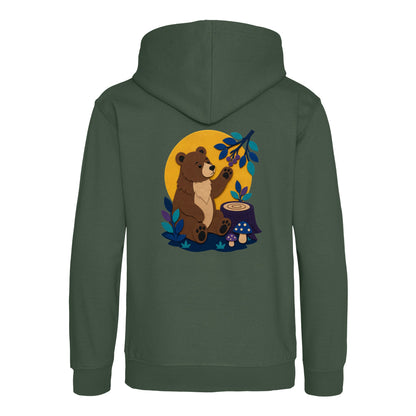 Bear's Woodland Wave Kids' Hoodie - Felt & Fauna Bottle Green colour variant image