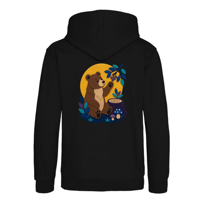 Bear's Woodland Wave Kids' Hoodie - Felt & Fauna Deep Black colour variant image