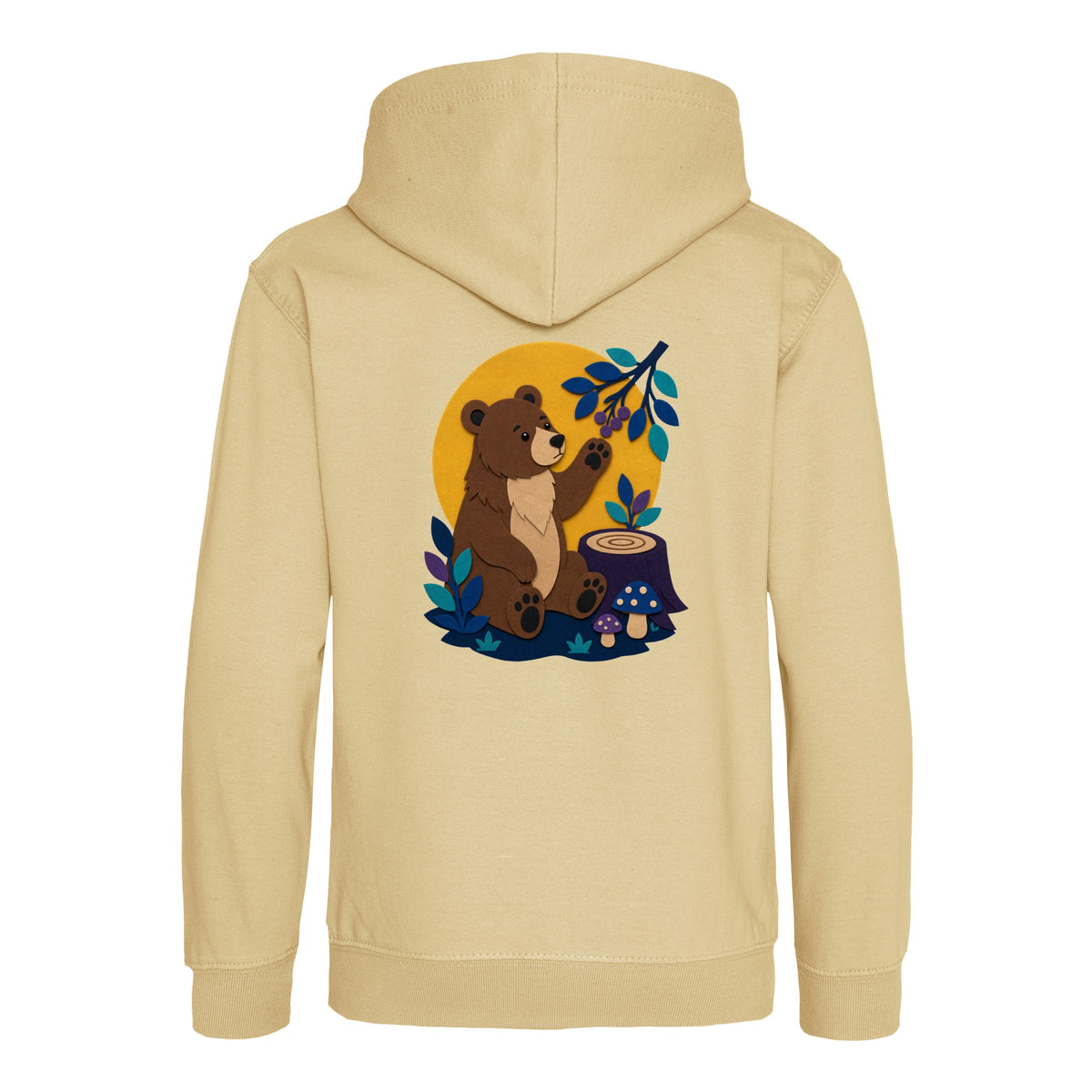Bear's Woodland Wave Kids' Hoodie - Felt & Fauna Desert Sand colour variant image