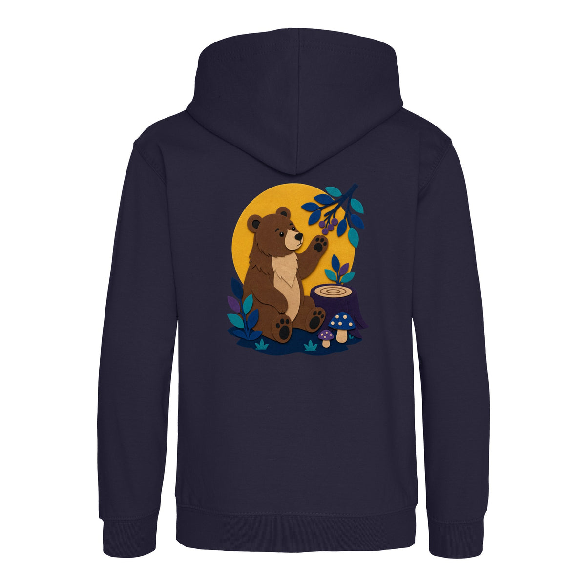 Bear's Woodland Wave Kids' Hoodie - Felt & Fauna French Navy colour variant image