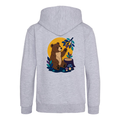 Bear's Woodland Wave Kids' Hoodie - Felt & Fauna Heather Grey colour variant image