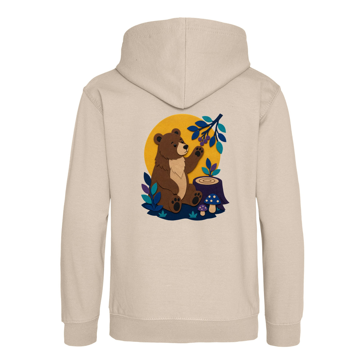 Bear's Woodland Wave Kids' Hoodie - Felt & Fauna Natural Stone colour variant image