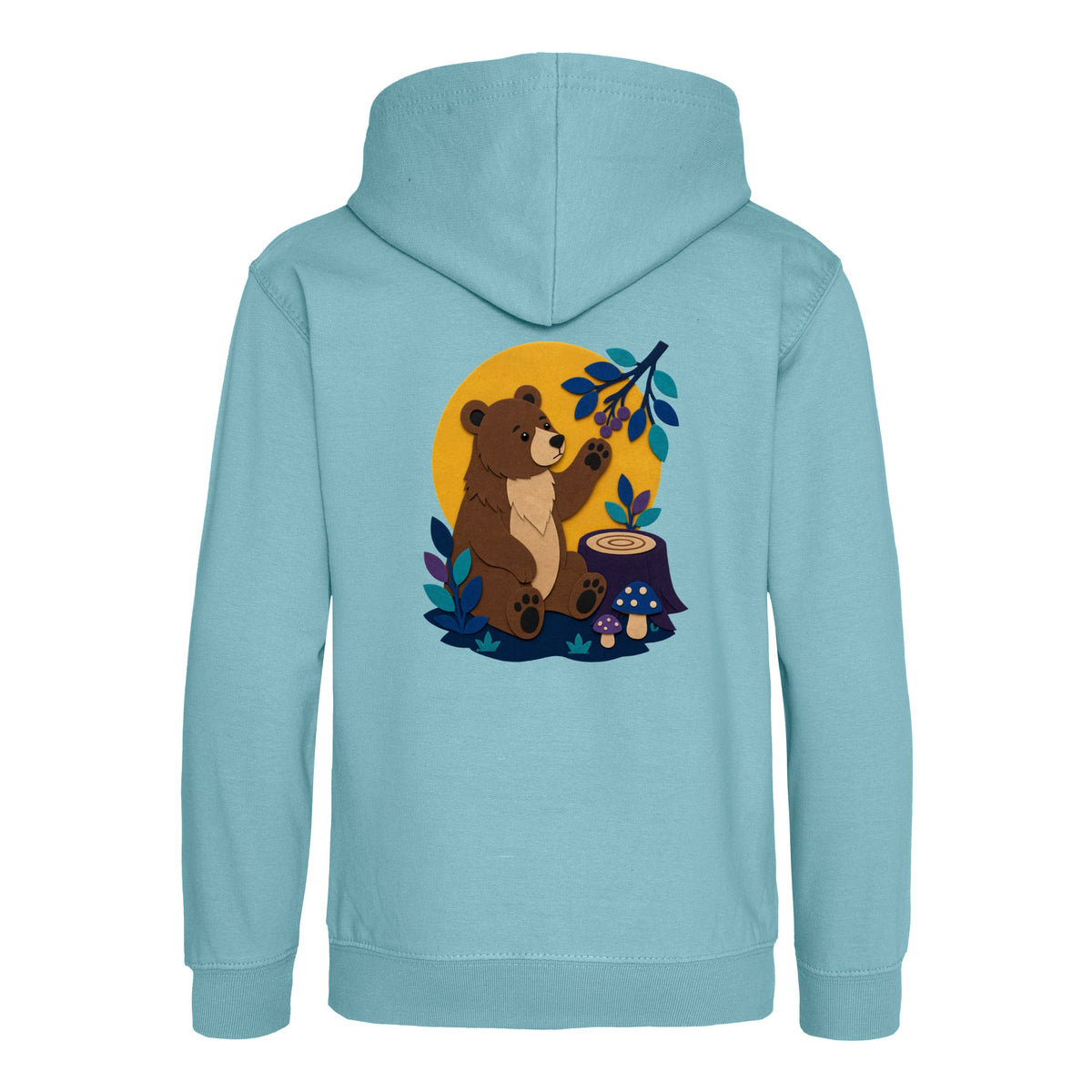Bear's Woodland Wave Kids' Hoodie - Felt & Fauna Seafoam colour variant image