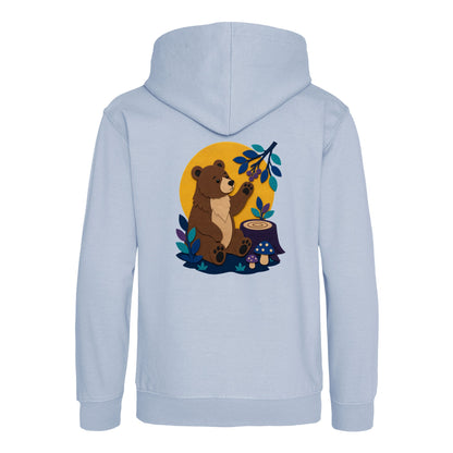 Bear's Woodland Wave Kids' Hoodie - Felt & Fauna Sky Blue colour variant image