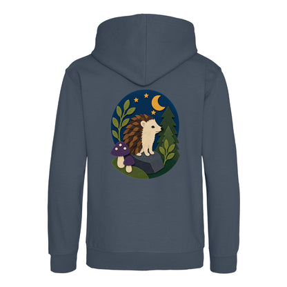 Hedgehog Under the Stars Kids' Hoodie - Felt & Fauna Airforce Blue colour variant image