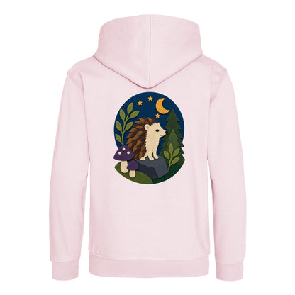 Hedgehog Under the Stars Kids' Hoodie - Felt & Fauna Baby Pink colour variant image