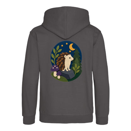 Hedgehog Under the Stars Kids' Hoodie - Felt & Fauna Charcoal colour variant image