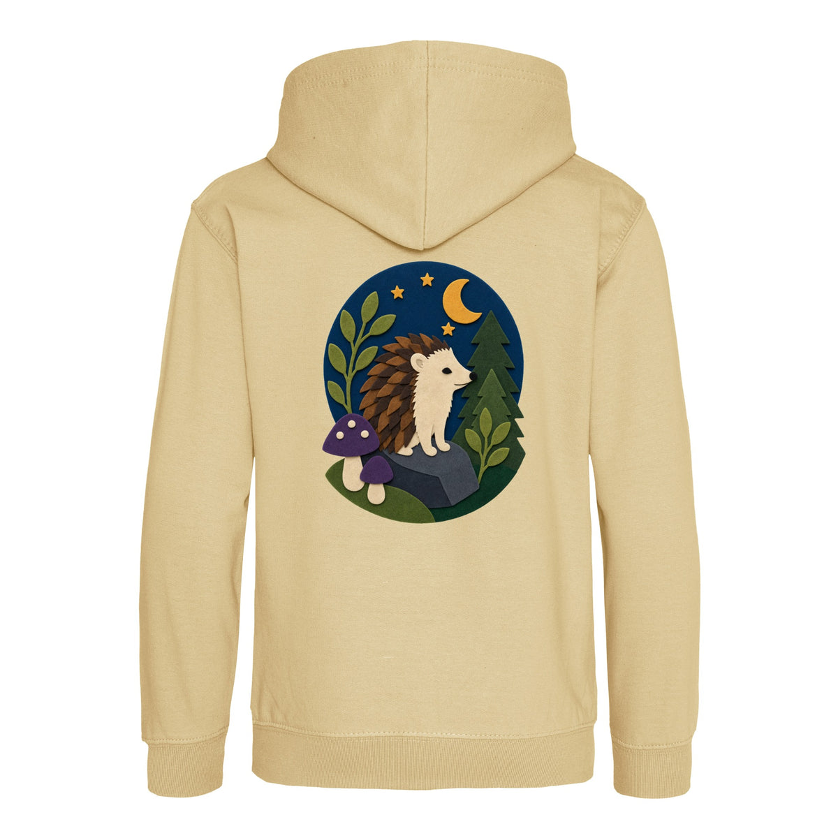 Hedgehog Under the Stars Kids' Hoodie - Felt & Fauna Desert Sand colour variant image