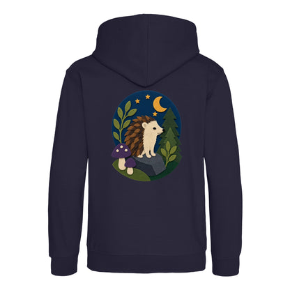 Hedgehog Under the Stars Kids' Hoodie - Felt & Fauna French Navy colour variant image
