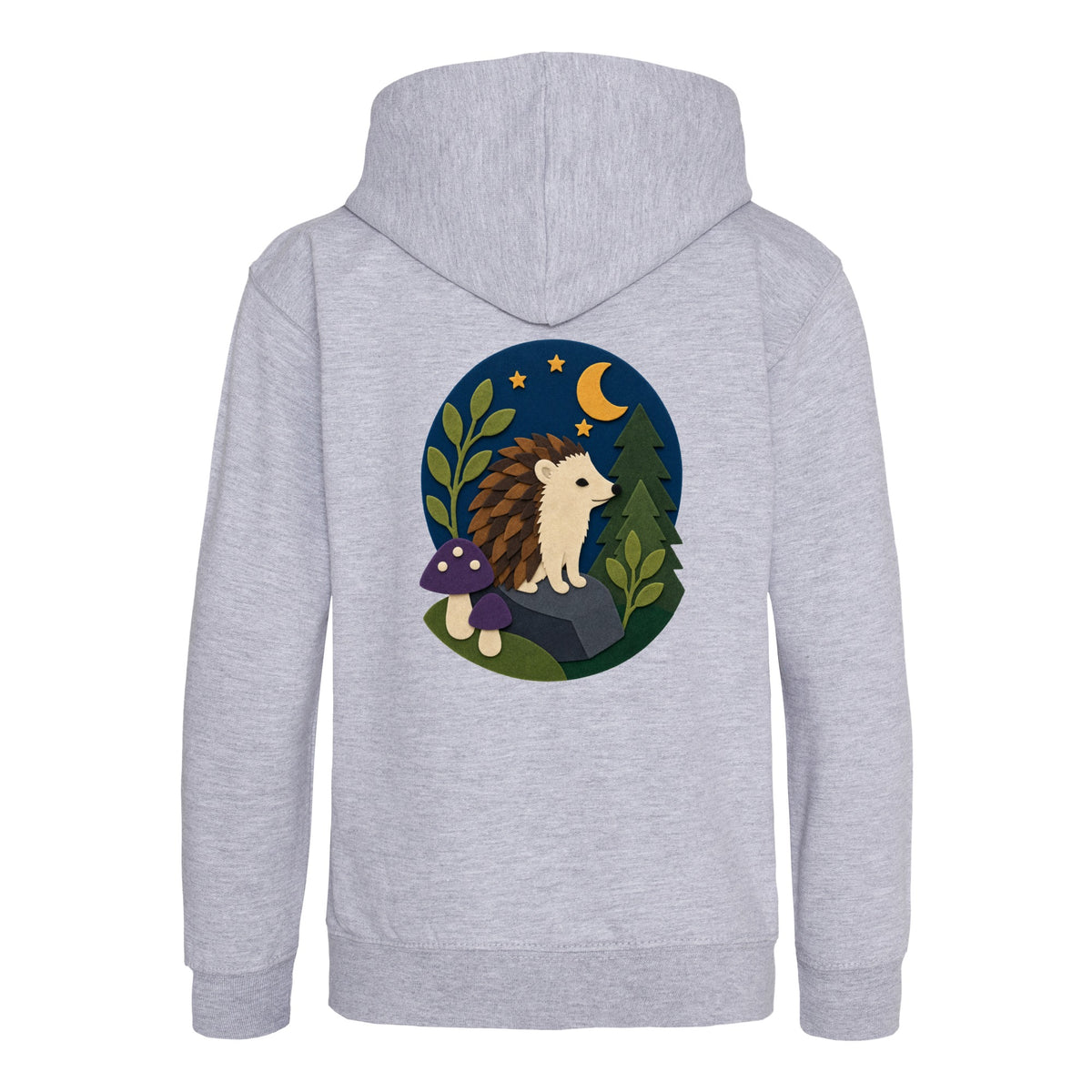 Hedgehog Under the Stars Kids' Hoodie - Felt & Fauna Heather Grey colour variant image