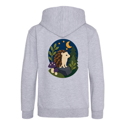 Hedgehog Under the Stars Kids' Hoodie - Felt & Fauna Heather Grey colour variant image