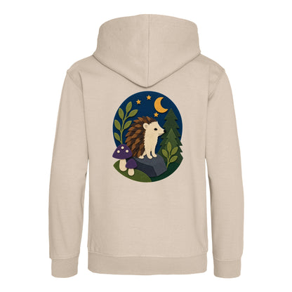 Hedgehog Under the Stars Kids' Hoodie - Felt & Fauna Natural Stone colour variant image