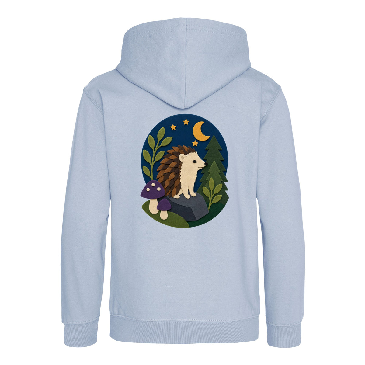 Hedgehog Under the Stars Kids' Hoodie - Felt & Fauna Sky Blue colour variant image