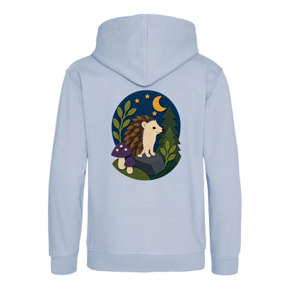 Hedgehog Under the Stars Kids' Hoodie - Felt & Fauna Sky Blue colour variant image