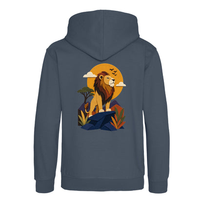 Lion on the Lookout Kids' Hoodie - Felt & Fauna Airforce Blue colour variant image
