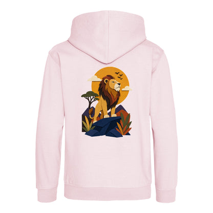 Lion on the Lookout Kids' Hoodie - Felt & Fauna Baby Pink colour variant image