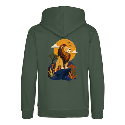 Lion on the Lookout Kids' Hoodie - Felt & Fauna Bottle Green colour variant image