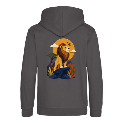 Lion on the Lookout Kids' Hoodie - Felt & Fauna Charcoal colour variant image