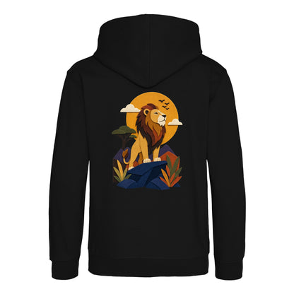Lion on the Lookout Kids' Hoodie - Felt & Fauna Deep Black colour variant image