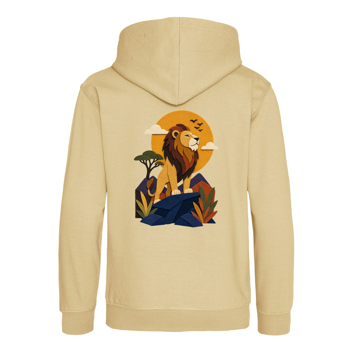 Lion on the Lookout Kids' Hoodie - Felt & Fauna Desert Sand colour variant image
