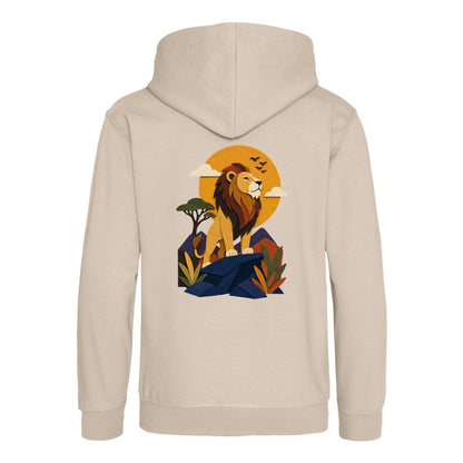Lion on the Lookout Kids' Hoodie - Felt & Fauna Natural Stone colour variant image