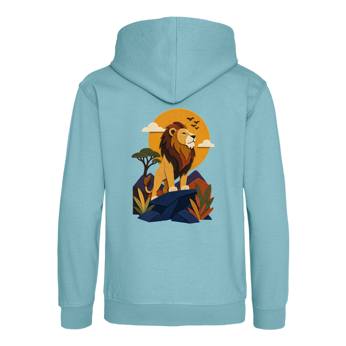 Lion on the Lookout Kids' Hoodie - Felt & Fauna Seafoam colour variant image