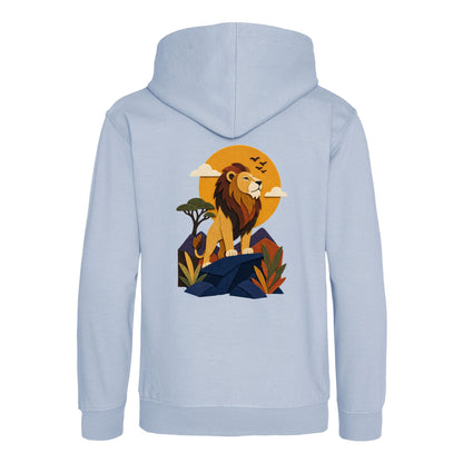 Lion on the Lookout Kids' Hoodie - Felt & Fauna Sky Blue colour variant image