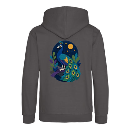 Peacock at Midnight Kids' Hoodie - Felt & Fauna Charcoal colour variant image
