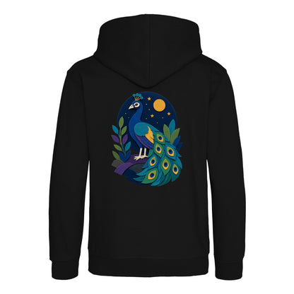 Peacock at Midnight Kids' Hoodie - Felt & Fauna Deep Black colour variant image