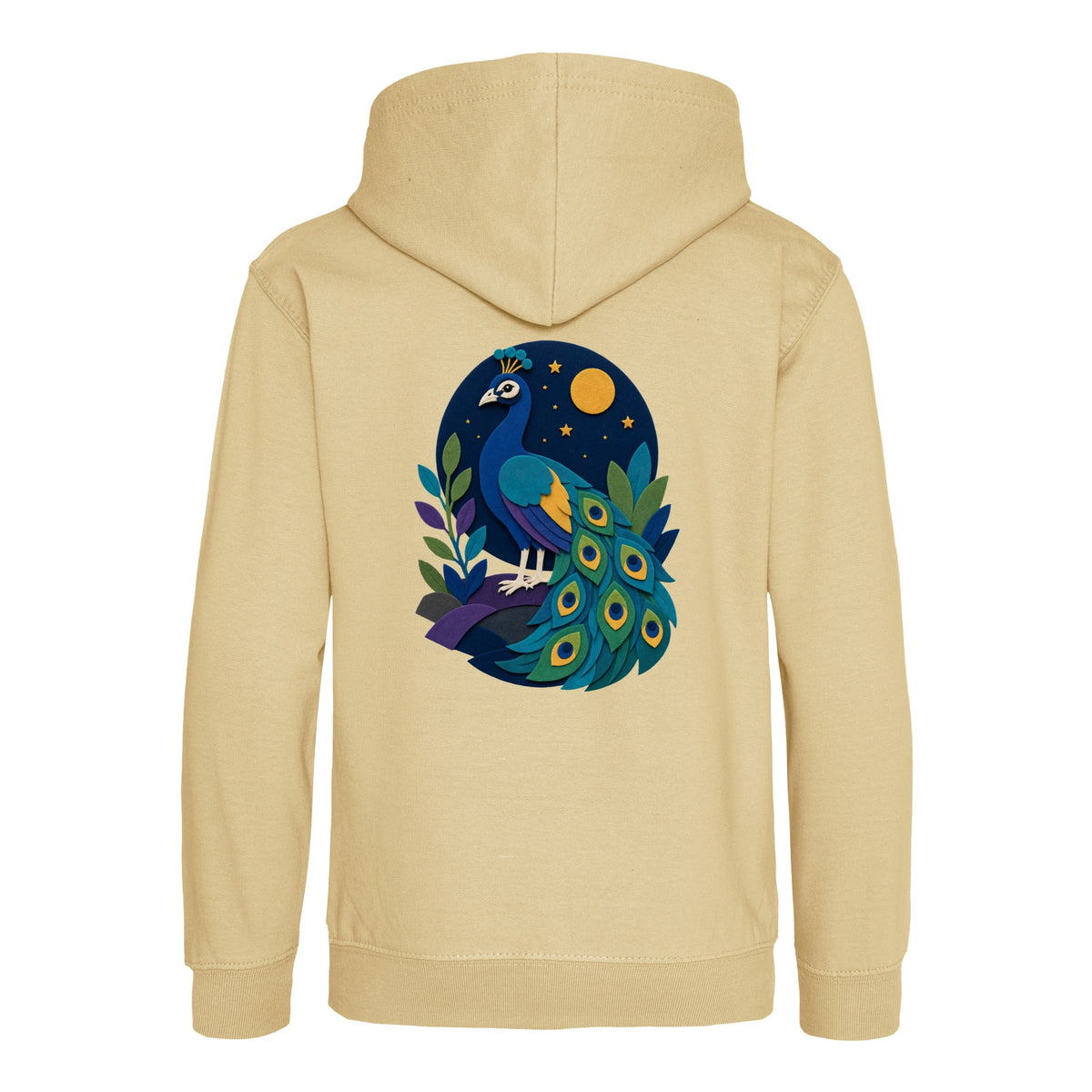 Peacock at Midnight Kids' Hoodie - Felt & Fauna Desert Sand colour variant image