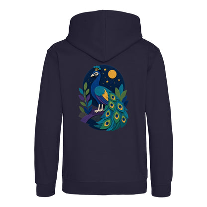 Peacock at Midnight Kids' Hoodie - Felt & Fauna French Navy colour variant image