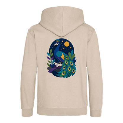 Peacock at Midnight Kids' Hoodie - Felt & Fauna Natural Stone colour variant image