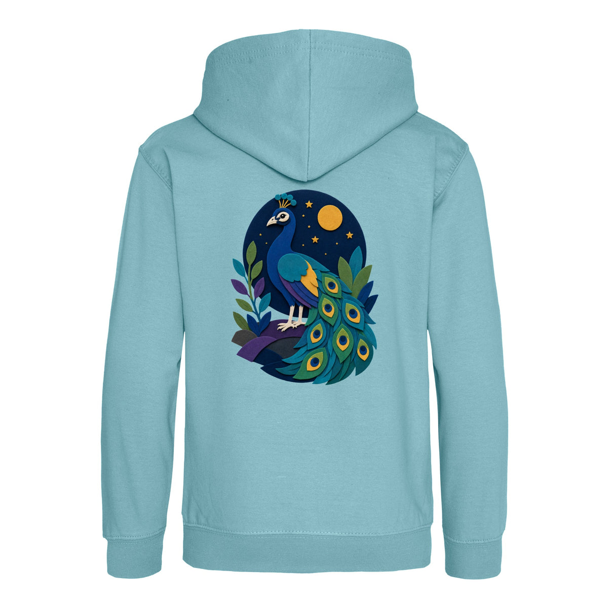 Peacock at Midnight Kids' Hoodie - Felt & Fauna Seafoam colour variant image