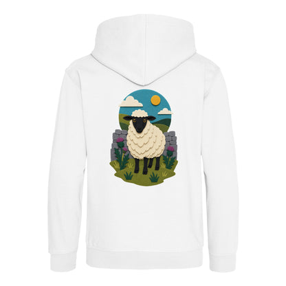 Sheep by the Stone Wall Kids' Hoodie - Felt & Fauna Arctic White colour variant image