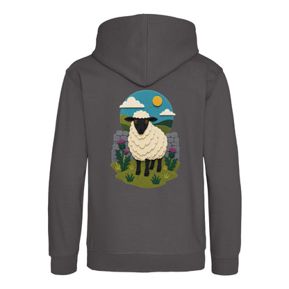 Sheep by the Stone Wall Kids' Hoodie - Felt & Fauna Charcoal colour variant image