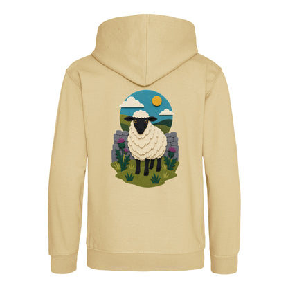 Sheep by the Stone Wall Kids' Hoodie - Felt & Fauna Desert Sand colour variant image