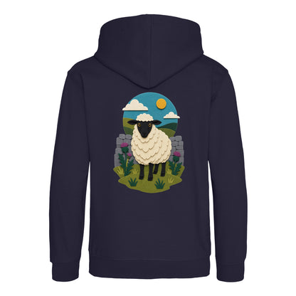 Sheep by the Stone Wall Kids' Hoodie - Felt & Fauna French Navy colour variant image