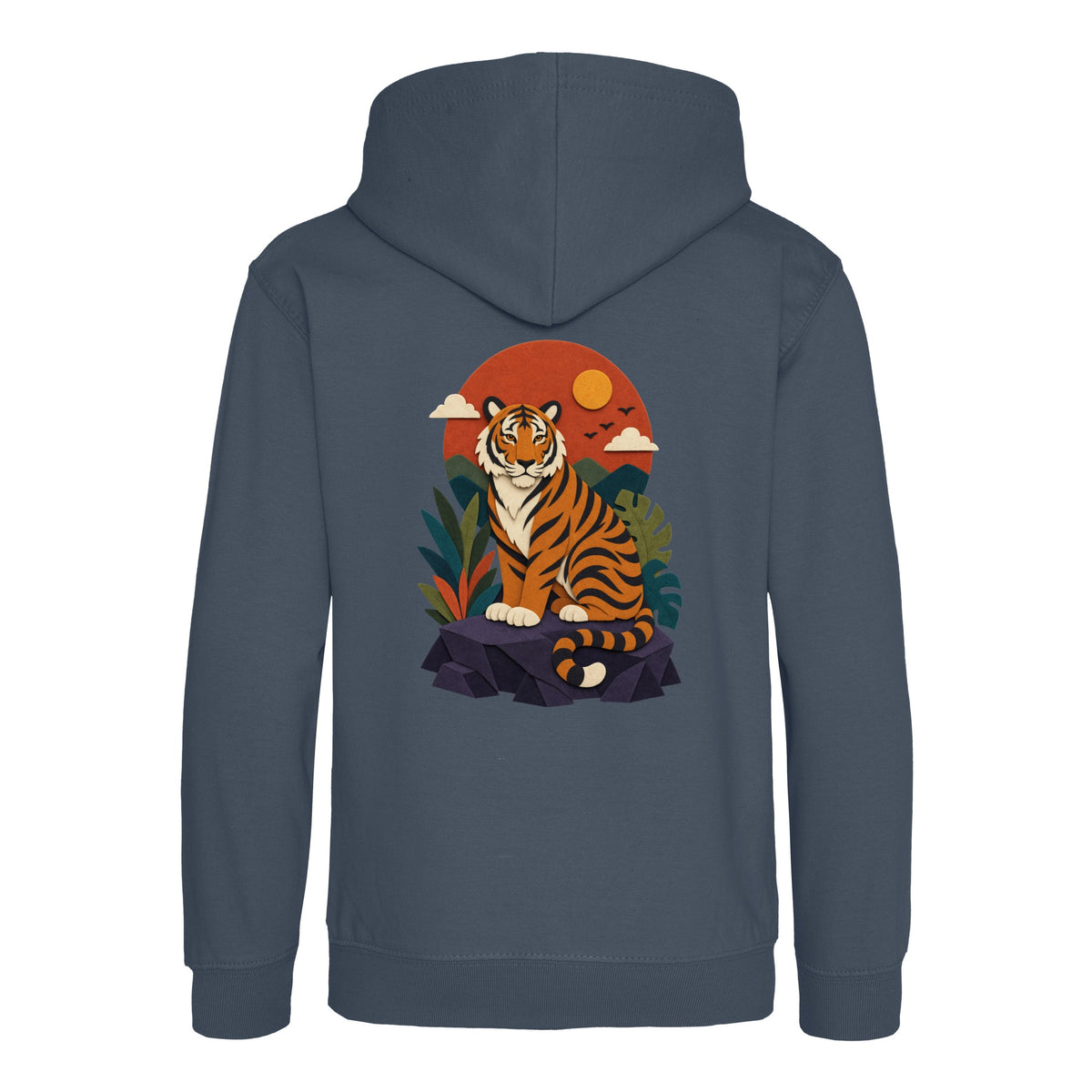 Tiger at Dusk Kids' Hoodie - Felt & Fauna Airforce Blue colour variant image