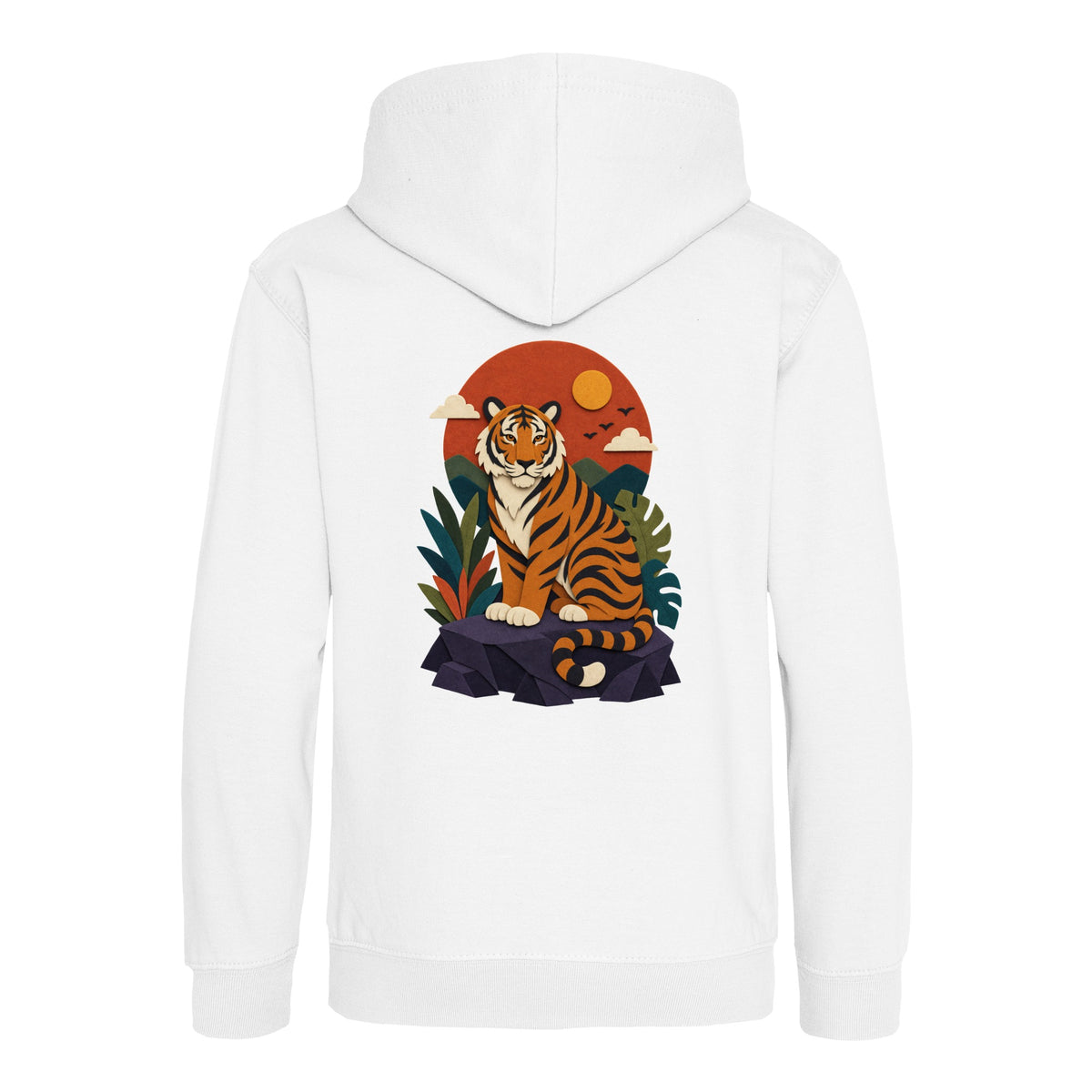 Tiger at Dusk Kids' Hoodie - Felt & Fauna Arctic White colour variant image