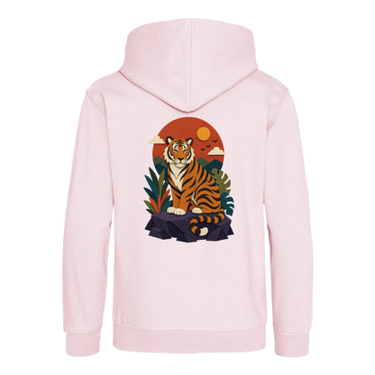 Tiger at Dusk Kids' Hoodie - Felt & Fauna Baby Pink colour variant image