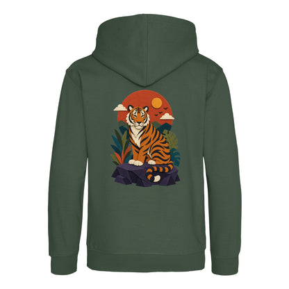 Tiger at Dusk Kids' Hoodie - Felt & Fauna Bottle Green colour variant image
