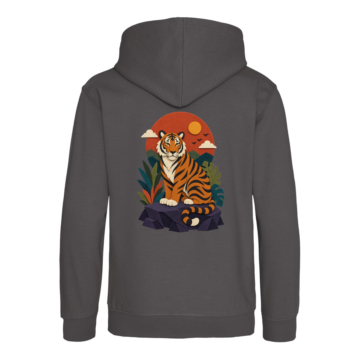 Tiger at Dusk Kids' Hoodie - Felt & Fauna Charcoal colour variant image