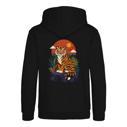 Tiger at Dusk Kids' Hoodie - Felt & Fauna Deep Black colour variant image