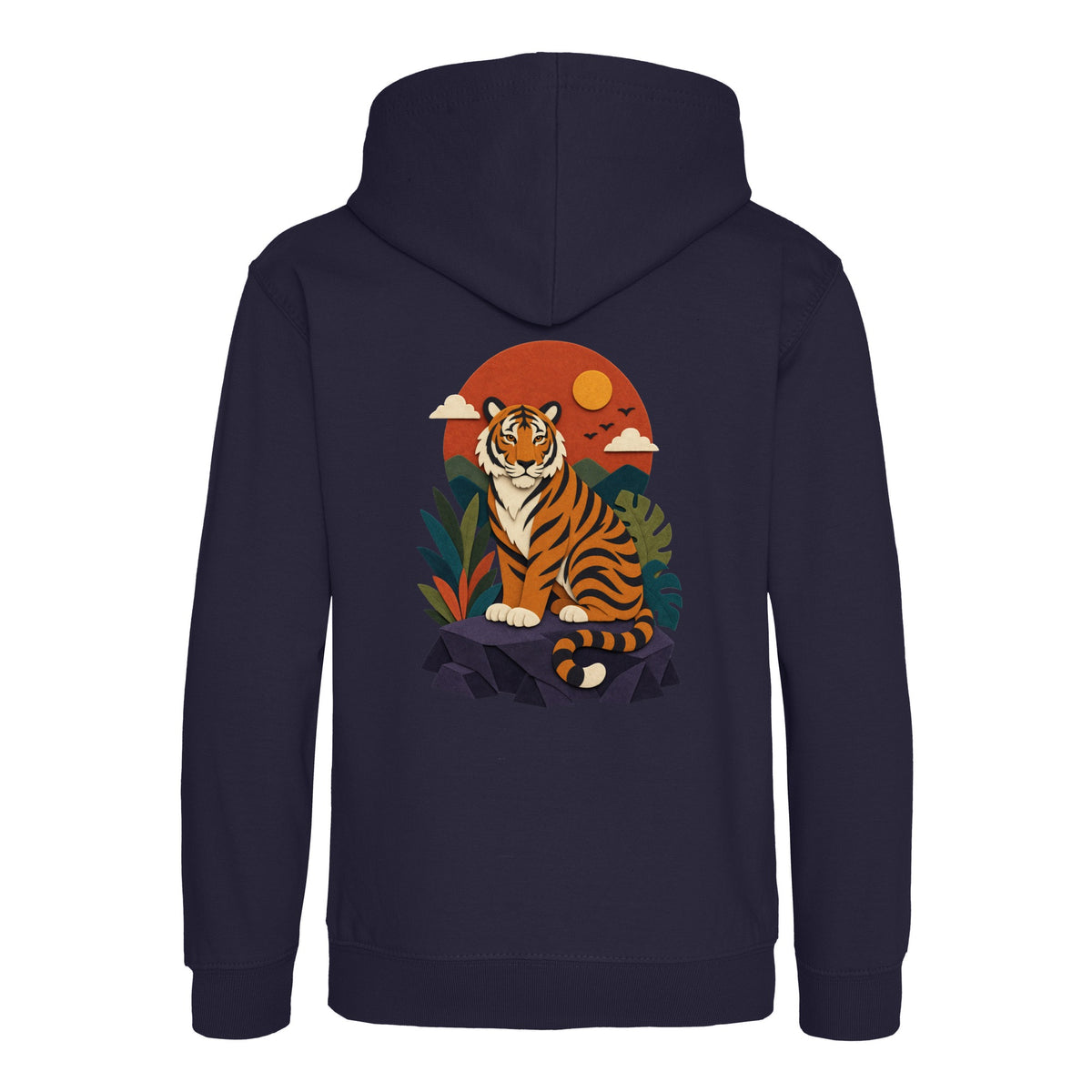 Tiger at Dusk Kids' Hoodie - Felt & Fauna French Navy colour variant image