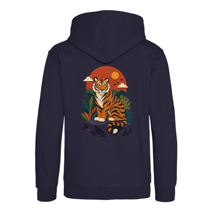 Tiger at Dusk Kids' Hoodie - Felt & Fauna French Navy colour variant image