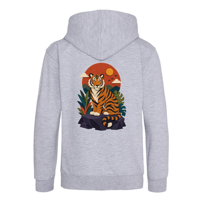Tiger at Dusk Kids' Hoodie - Felt & Fauna Heather Grey colour variant image