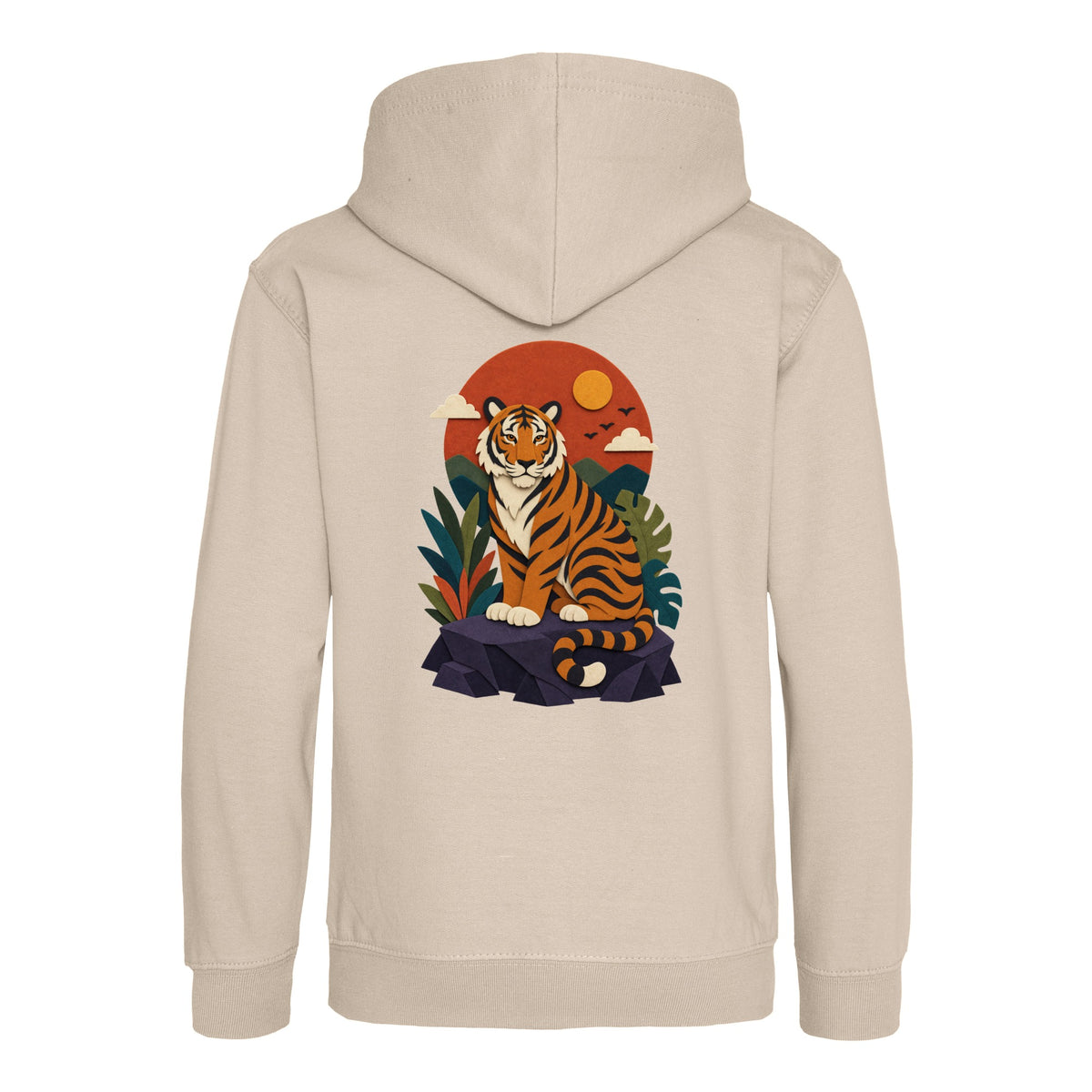 Tiger at Dusk Kids' Hoodie - Felt & Fauna Natural Stone colour variant image